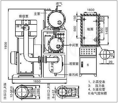 羅茨往復(fù)真空機(jī)組結(jié)構(gòu)圖
