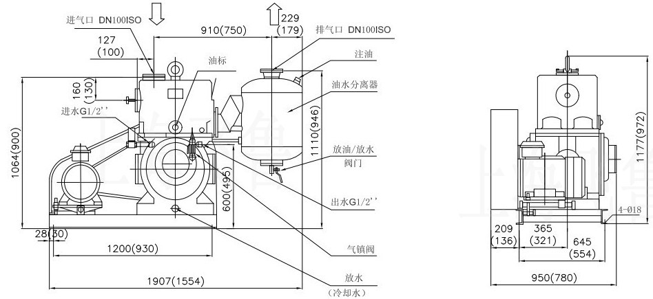 X型旋片式真空泵結(jié)構(gòu)圖